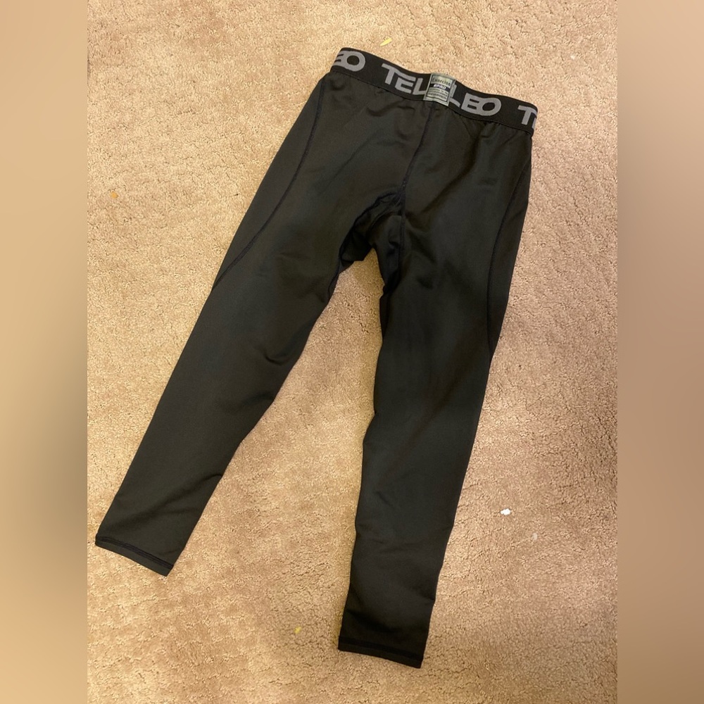 Telaleo - Boys youth compression sport black leggings, Size: M